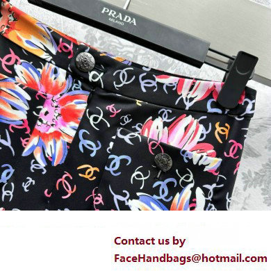 chanel Printed Neoprene Black & Multicolor PANTS P77205 02 2024